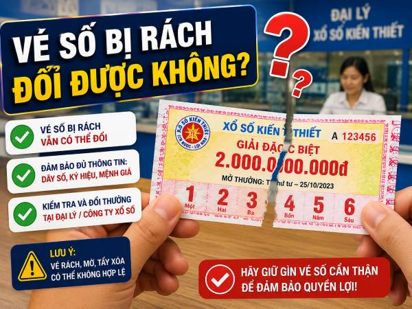 Vé trúng thưởng bị rách phải làm sao, có đổi được không
