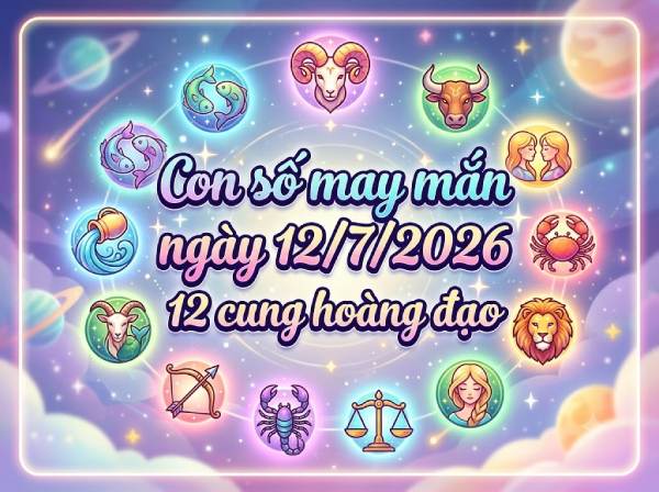 Con số may mắn ngày 12/07/2026 chủ nhật 12 cung hoàng đạo